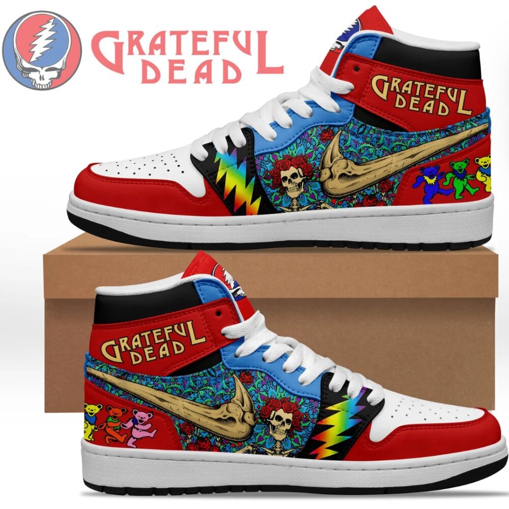 Grateful Dead High Top Sneakers Shoes Stealie Bertha Dancing Bears Like New